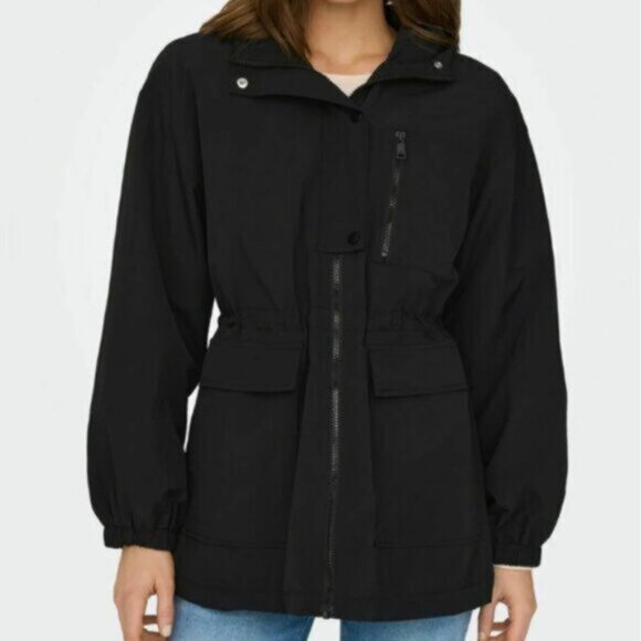 Only Black Utility Jacket with Hood and Weatherproof Material NWT Sz Med… - Picture 10 of 11